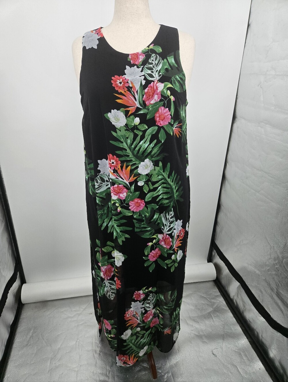 Vince Camuto Pink and Green Floral Sleeveless Dress XL (7987)